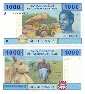 Central African States-Cameroon 1000 Francs - Cattle/p207Ue.1, B207Uf UNC - Picture 1 of 3