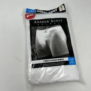 Slip boxer bianchi nuovi con etichette Andrew Scott taglia large confezione da 3 da uomo cotone - Foto 1 di 2