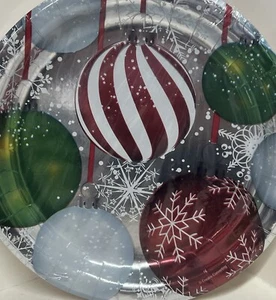 Christmas Holiday Ornaments Dinner Plates Foil 8ct - Picture 1 of 2