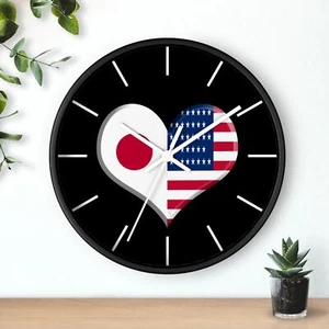 Reloj de Pared Corazón Bandera Japonesa Americana Japón Orgullo Orgullo Americano - Imagen 1 de 10