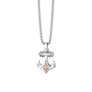 Collana Uomo Luca Barra CA489 In Acciaio Con Ancore E Rosa Dei Venti - Foto 1 di 3