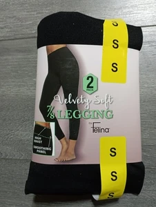 Leggings Felina Adultos Mujeres Pequeños Negros Terciopelo Suave 7/8 Leggings *Paquete de 2* - Imagen 1 de 2