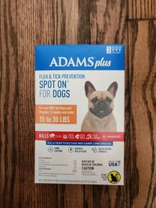 Adams Plus Fleas and Tick Spot On for Dogs Topical Medium Dogs 15-30 lbs 3 Month - Picture 1 of 24