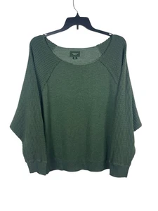 American Eagle Outfitters Army Green Waffle Knit Sleeve Sweatshirt XXL Pullover - Bild 1 von 12