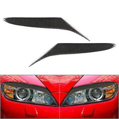 Carbon Fiber Car Headlight Eyebrows Eyelids Cover Trim For Mazda RX-8 RX8 04-08 - Image 1 of 4