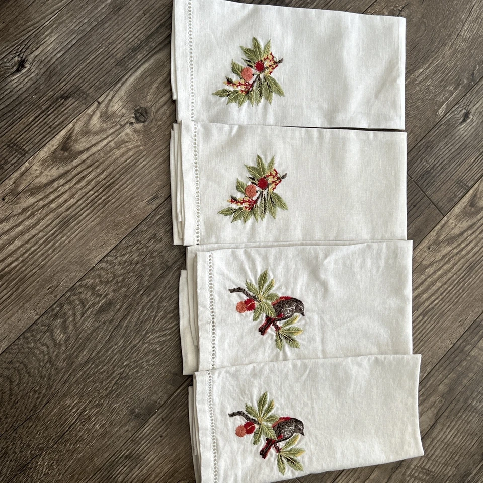 Pottery barn Embroidered Hand Towels Set Of 4 - Image 1 of 4