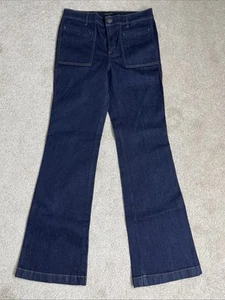 Neu ohne Etikett Ann Taylor dunkelblau tiefe Taschen ausgestelltes Bein Denim Jeans Größe 8 32 x 33" - Bild 1 von 14