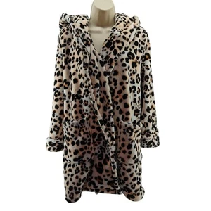 Betsy Johnson Hooded Animal Print Robe XS/S Plush Lounge - Picture 1 of 4