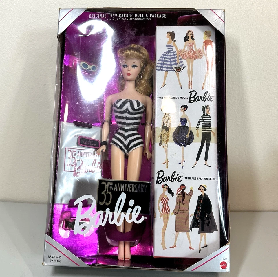 Barbie Ponytail Blonde Doll 35th Anniversary Edition Vintage 1959 Reproduction - Image 1 of 4