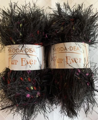 MODA DEA Fur Ever Yarn - Lot Of 2 - Black Gem - 1.76 Oz/49 Yds Each - Image 1 of 4
