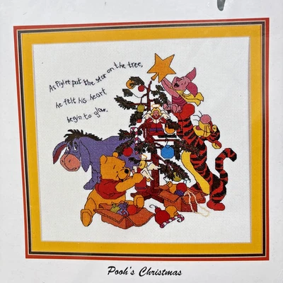 El Catálogo Disney Poohs Navidad 14059 Kit Punto de Cruz 9.5" x 9” Vacaciones Foto 1 de 3