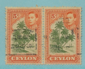 Ceylon Stamp Scott #292, Used, Pair - Picture 1 of 1