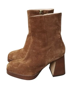 ANA PALMA Womens Size EUR 37 US 6.5 Tan Suede Leather Heeled Ankle Boots Shoes - Picture 1 of 11