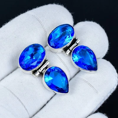 London Topazio Blu Orecchini 925 Argento Sterling Boho Gioielli Per Natale Gifts - Immagine 1 di 4