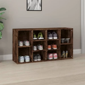 Shoe Bench Smoked Oak Engineered Wood 103x30x54.5cm Storage Seat with 10-shelfs. - Picture 1 of 5