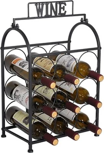 WOLTU Free Standing 9 Bottles Holder Modern Metal Black Wine Rack NWB - Picture 1 of 5
