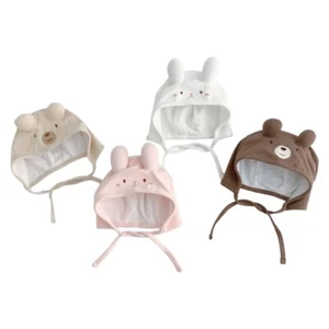 Lovely Baby Hat with Animal Ear Charm Trendy Chin Strap Ties Bonnet Caps Unisex - Picture 1 of 12