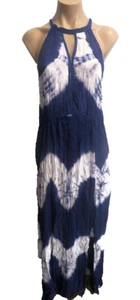 BNWT Sunny Girl Women's Long Blue White Tie Dye Beach Dress Size 12 - Picture 1 of 3