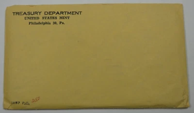 1957 US Mint Philadelphia PA Proof Set SEALED & UNOPENED OGP Envelope - Image 1 of 4
