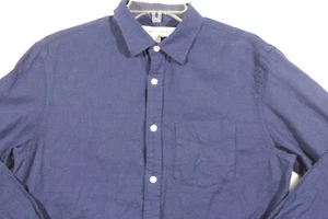 Old Navy Shirt Blue Button Up Long Sleeve Linen Regular Fit Mens Size M - Picture 1 of 12