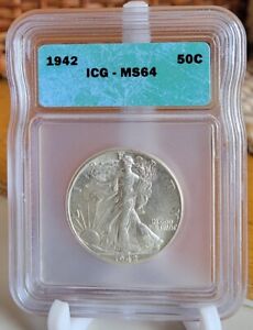 1942-P Walking Liberty Half Dollar ICG MS64
