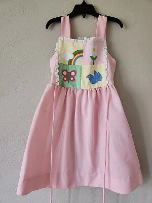 Vestido acolchado vintage Fischel Neiman Marcus niñas talla 6 delantal 1943  Foto 1 de 4