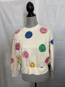 NWT Old Navy Girls Smiley Faces Pullover Sweatshirt Size XLarge 14/16 - Picture 1 of 4