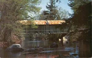 Postcard NH: Covered Bridge, Warner, New Hampshire, 1950's - Picture 1 of 2