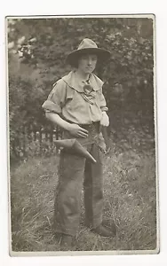 GEOFFREY: THE UNCONVINCING COWBOY (VINTAGE REAL PHOTO POSTCARD) - Picture 1 of 2