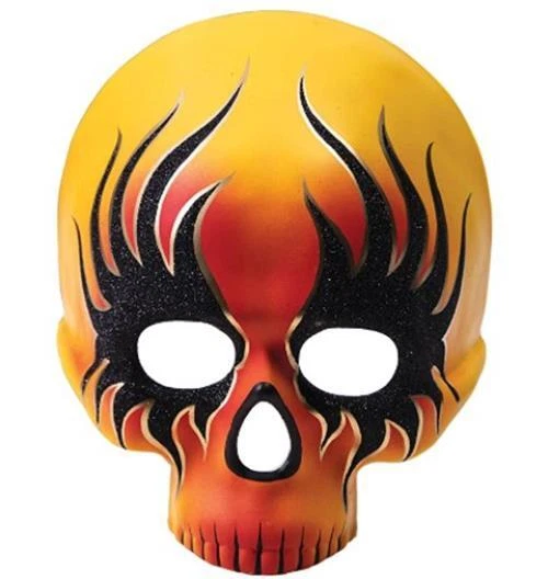 Orange Flaming Skull Mask - Plastic - Deluxe Costume Accessory - Adult Teen - Image 1 of 1