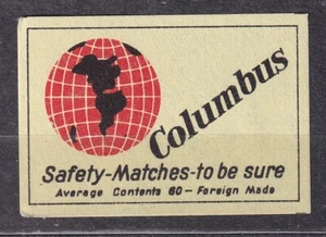 POLAND 1954 Matchbox Label Export - Cat.E#069 Columbus, Safety-Matches-to be .. - Bild 1 von 1