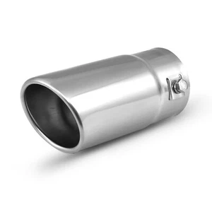 Car Muffler Tip Exhaust Pipe, Stainless Steel Chrome Effect, Fit 1.5 - 2 inch ⌀ - Picture 1 of 6