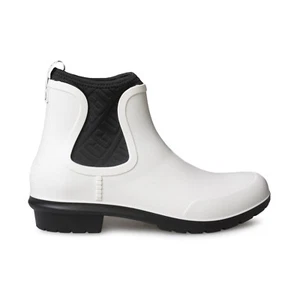 UGG CHEVONNE WHITE BLACK WATERPROOF CHELSEA RAIN BOOTS WOMEN'S BOOTS SIZE US 8 - Picture 1 of 5