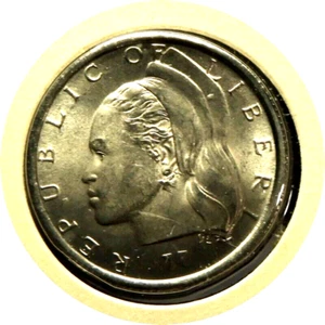 elf Liberia 10 Cents 1984 FM Native Woman Medal Rotation - Picture 1 of 2