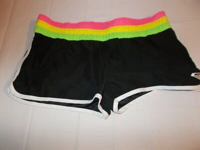 Roxy Juniors Size 7 Shorts Black with Rainbow Striped Waist Band - Image 1 of 3