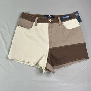 Hollister Shorts Womens 9/29 Brown Ultra High Rise Patchwork Mom Cut Off Denim - Picture 1 of 14