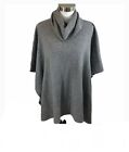 St. Tropez West Grey 100% 2-Ply Cashmere Poncho Sweater Size Medium/Large EUC