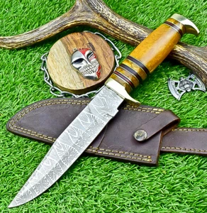 CUCHILLO DE CAMPING HOJA DE ACERO J2 HECHO A MANO PERSONALIZADO, CUCHILLO DE CAZA, CON FUNDA, SN-2173 - Imagen 1 de 10