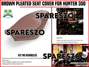 "BROWN PLEATED SEAT COVER" FIT FOR ROYAL ENFIELD HUNTER 350 - Picture 1 of 6