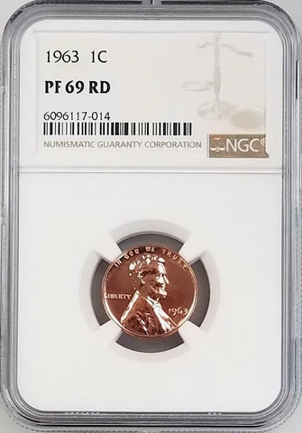 1963 Proof Lincoln Cent certified PF 69 RD by NGC! Cover