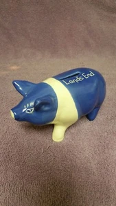 Land's End Collectible White and Blue Ceramic Coin Piggy Bank Rare Savings - Picture 1 of 6
