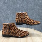 Time And Tru Boots Womens 10 Ankle Bootie Brown Fabric Leopard Print Casual Zip