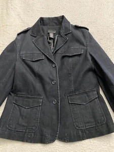 Attention Women Denim Long Sleeve Jacket Charcoal Size 12 - Picture 1 of 8