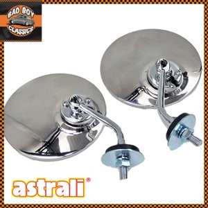 Pair Polished Stainless Steel Classic Vintage Car Convex Wing Mirrors OE Spec - Picture 1 of 6
