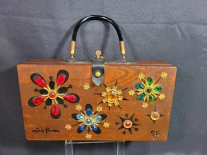Enid Collins Of Texas 1966 Wood Box Purse "mira flores" 12" X 6 1/2" VGC - Picture 1 of 12