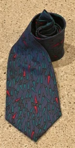 MUSEUM of FINE ARTS BOSTON Silk Tie Neck Blue w/ SPICY Red/green PEPPERS XL 61" - Picture 1 of 20