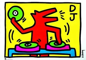 QUADRO STAMPA SU TELA CANVAS - keith haring - dj - musica - classico moderno - Foto 1 di 3