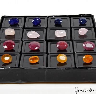 16 Pcs Multi Color Mixed Cut Natural Precious Gemstones Wholesale Dispersal Lot - Image 1 of 4