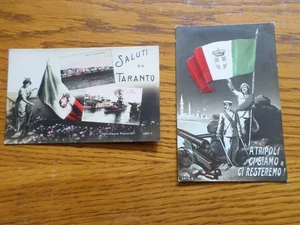 2 x ITALIENISCHE POSTKARTEN - PROPAGANDA - ITALIEN - FARBE - VINTAGE - TARANTO - TRIPOLI - Bild 1 von 2