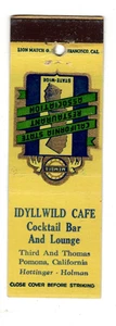 IDYLLWILD CAFE Streichholzheftchen Streichholzhülle - IDYLLWILD, KALIFORNIA - Bild 1 von 2